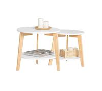 Sobuy Fbt75-W, Set Of 2 Nesting Tables Round Coffee Tables For Living Room, White
