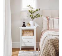 SoBuy Nightstand - Single Drawer & Open Shelf - Modern Classic in White SoBuy White