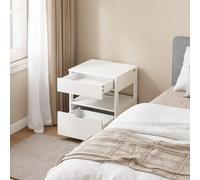 Sobuy Nightstand With 2 Drawers And Open Shelf 17.7X15.0X21.7 Inch Frg258-Ii-E-W - White