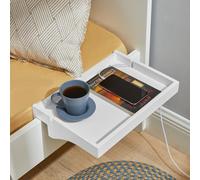 Sobuy Nkd01-W, Bamboo Bedside Table Tray Bedside Shelf Clip On With Cable Slots For Books, Phone, Glasses, White
