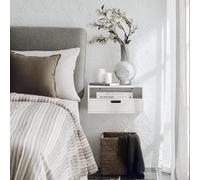 Sobuy Nkd03-W, Floating Nightstand Wall-Mounted Bedside Table Cabinet Wall Shelf,white,w45Xd25Xh22