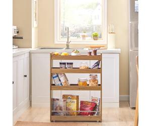 Sobuy Nsr01-Pf,serving Trolley 4 Tier Slide Out Shelf Mobile Storage Rack,w60Xd18Xh81