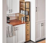 Sobuy Nsr13-N, Tall Cabinet Kitchen Trolley On Wheels, Narrow Storage Unit For Small Spaces, Corner Storage Solution, Natural