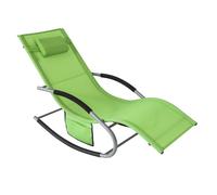 SoBuy OGS28-GR, Outdoor Garden Rocking Sun Lounger Recliner Relaxing Chair with Headrest and Side Bag, Green