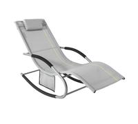 SoBuy OGS28-HG, Outdoor Garden Rocking Sun Lounger Recliner Relaxing Chair with Headrest and Side Bag, Grey
