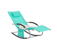 SoBuy OGS28-TB, Outdoor Garden Rocking Sun Lounger Recliner Relaxing Chair with Headrest and Side Bag, Turquoise