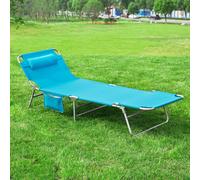 Sobuy Ogs35-B, Textilene Reclining Folding Chair, Adjustable Back Camping Chair,blue,w193Xd56Xh81