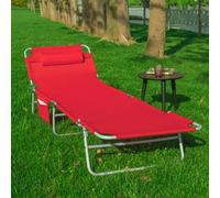 Sobuy Ogs35-R, Textilene Reclining Folding Chair, Adjustable Back Camping Chair , Red