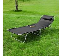 Sobuy Ogs35-Sch, Textilene Reclining Folding Chair, Adjustable Back Camping Chair, Black,w193Xd56Xh81