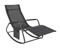 Sobuy Ogs47-Ms, Indoor Outdoor Garden Rocking Sun Lounger Recliner Relaxing Chair With Side Bag, Black