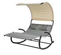 SoBuy OGS50-HG, 2 Person Outdoor Garden Patio Swing Bed Rocking Sun Lounger Swing Sun Bed with Sun Shade, Grey