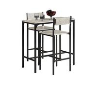 Sobuy Ogt03-Hg, Bar Set-1 Bar Table And 2 Stools, 3 Pieces Home Kitchen Breakfast Bar Set Furniture Dining Set, Grey