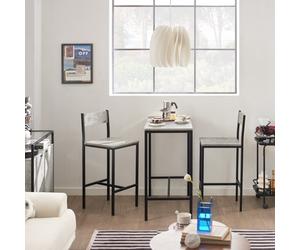 Sobuy Ogt03-Hg, Bar Set-1 Bar Table And 2 Stools, 3 Pieces Home Kitchen Breakfast Bar Set Furniture Dining Set, Grey