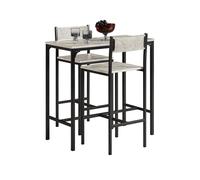 SoBuy OGT03-HG Bar Table & 2 Stools 3-Piece Kitchen Breakfast Bar Set - MDF PVC, Black Powder-Coated Steel