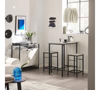 Sobuy Ogt10-Hg, Bar Set-1 Bar Table And 2 Stools, Home Kitchen Breakfast Bar Set Furniture Dining Set, Grey,w80Xd50Xh87