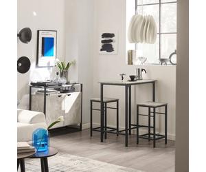 Sobuy Ogt10-Hg, Bar Set-1 Bar Table And 2 Stools, Home Kitchen Breakfast Bar Set Furniture Dining Set, Grey,w80Xd50Xh87