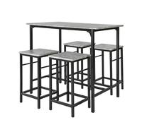 SoBuy OGT11-HG 5-Piece Bar Table & 4 Stools Set - Bar Table 100x60x87 cm, Stools 32x32x55 cm, MDF PVC Finish, Black Powder-Coated Steel Frame