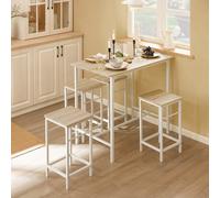Sobuy Ogt11-Nw,5 Piece Breakfast Bar Set 1 Table And 4 Stools Kitchen Dining Furniture,wood Effect,w100Xd60Xh87