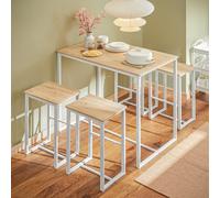 Sobuy Ogt15-Nw, Bar Set-1 Bar Table And 4 Stools, Home Kitchen Breakfast Bar Set Furniture Dining Set,w100Xd60Xh96