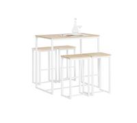 SoBuy OGT15-WN 5-Piece Bar Set: 1 Bar Table & 4 Stools, White & Natural
