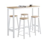 SoBuy OGT22-WN, Breakfast Bar and Stools Set 5-Piece Kitchen Dining Set with High Table & 4 Stools Space Saving Compact Bar Table for Small Kitchens a