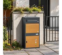 SoBuy Outdoor Parcel Storage Cabinet - Powder-Coated Metal - Modern in Charcoal SoBuy Charcoal