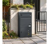 SoBuy Outdoor Parcel Storage Cabinet - Powder-Coated Metal - Modern in Dark Grey SoBuy Dark Grey