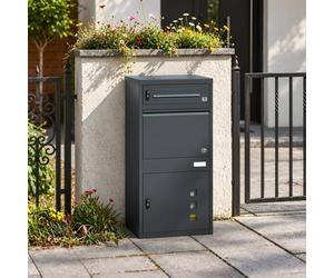 SoBuy Outdoor Parcel Storage Cabinet - Powder-Coated Metal - Modern in Dark Grey SoBuy Dark Grey