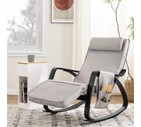 Sobuy Fst20-Hg,rocking Chair Relax Lounge Chair With Headrest & Adjustable Footrest & Removable Side Bag Grey,w66.5Xd93Xh110