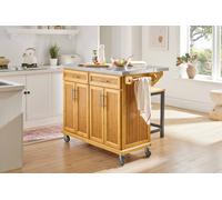SoBuy Rolling Kitchen Island - Bamboo & Stainless Steel in Natural SoBuy Natural