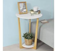 Sobuy Fbt52-Nw, 2 Tiers Round Wooden Side Table Tea Coffee Table End Table,wood Effect,w45Xd45Xh59.8