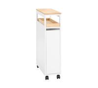 Sobuy Serving Trolley Mobile Storage Rack On Wheels Slide Out Shelf White Natural