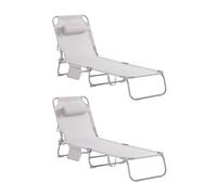 SoBuy Set of 2 Foldable Sun Lounger Outdoor Chair - Adjustable Recliner in Beige SoBuy Beige