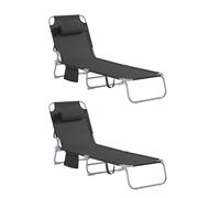 SoBuy Set of 2 Foldable Sun Lounger Outdoor Chair - Adjustable Recliner in Black SoBuy Black