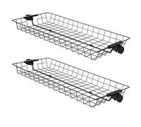 SoBuy Set of 2 Metal Storage Baskets for Telescopic Wardrobe System | Clothing Rack Baskets & Wardrobe Organiser, Space-Saving Metal Storage Baskets for Bedroom, Silver, FRG34-P02