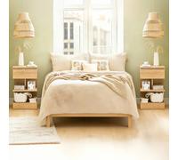 Sobuy Nightstand With 1 Drawer And 2 Shelves 15.4X15.4X25.6 Inch Fbt49-Nx2 - Light Oak