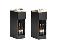 SoBuy Set of 2 Slim Bedside Table - Open Shelf & Drawer - Modern in Black SoBuy Black