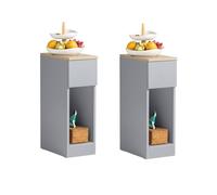 SoBuy Set of 2 Slim Bedside Table - Open Shelf & Drawer - Modern in Grey SoBuy Grey