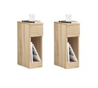 SoBuy Set of 2 Slim Bedside Table - Open Shelf & Drawer - Modern in Light Oak SoBuy Light Oak