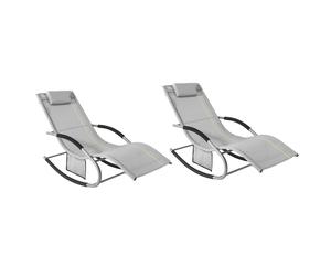 SoBuy Set of 2 Sun Lounger Garden Chair Recliner 150kg Grey,OGS28-HGx2,UK