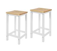SoBuy Set of 2 Wooden Kitchen Breakfast Bar Stool, Kitchen Dining Stool White and Natural FST29-WNx2