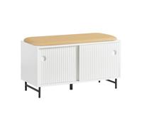SoBuy Storage Bench Sliding Doors White
