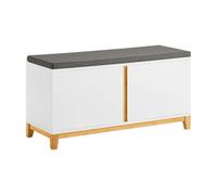 Sobuy Shoe Bench With 2 Doors White 90X34X46Cm Classic Fsr117-W