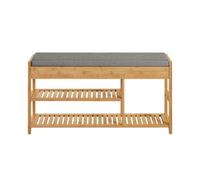 SoBuy® FSR47-N, Bamboo Shoe Rack Shoe Bench with Seat Cushion, Hallway Shoe Storage Bench Organizer with Drawers