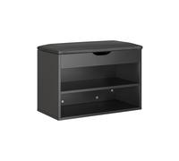 Sobuy Shoe Bench With Flip-Top Compartment & 2 Shelves 23.6X11.8X16.9 Inch Load Capacity 113 Kg - Black