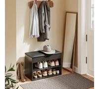 Sobuy Shoe Bench With Flip-Top Compartment & 2 Shelves 23.6X11.8X16.9 Inch Load Capacity 113 Kg - Black