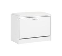 Sobuy Shoe Storage Bench Shoe Cabinet With Flip Drawer And Pu Leather Seat,fsr16-W