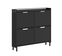 SoBuy Shoe Cabinet Black with 4 Flip Doors FSR100-E-SCH