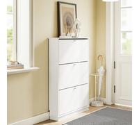Sobuy Shoe Cabinet Storage 12 Pairs With 3 Flip-Down Doors Load Capacity 25 Kg Fsr215-W - White