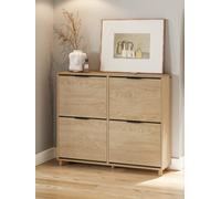 Sobuy Shoe Cabinet Storage 16 Pairs With Flip Doors Load Capacity 36 Kg Fsr214-N - Light Oak